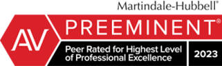 Martindale-Hubbell | AV | Preeminent | Peer Rated For Highest Level of Professional Excellence | 2023